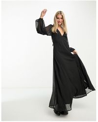 Miss Selfridge - Dobby Chiffon Long Sleeve Maxi Dress - Lyst