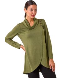 Roman - Wrap Front Cowl Neck Top - Lyst