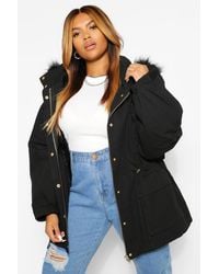 Boohoo - Plus Faux Fur Lined Hooded Parka Coat - Lyst