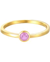 The Jewellery Stockroom - Plated Birthstone Cz Rubover Ring - Lyst