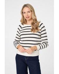 Izabel London - Stripe Textured Long Sleeve Jumper - Lyst