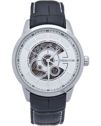 Heritor - Davies Semi-Skeleton Leather-Band Watch - Lyst