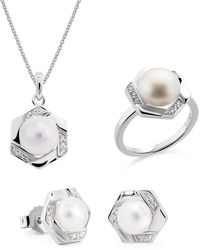 Orphelia - 'Aliva' 925 Sterling Set: Necklace + Earrings + Ring - Lyst