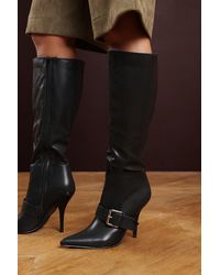 Where's That From - Wheres 'Ilsa' Pointed Toe Knee High Stiletto Heel Boots With Front Buckle Detail - Lyst