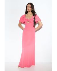 MissPap - Chiffon Ruffle Sheer Maxi Dress - Lyst