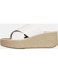 Fitflop - Platfforms Espadrille Leather Wedge Cross Slides - Lyst