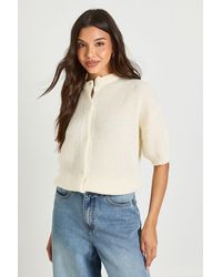 Boohoo - Knitted Oversized Button Through T-Shirt - Lyst