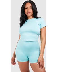 Boohoo - Plus Supersoft Premium Seamless Seam Detail Open Back Top - Lyst