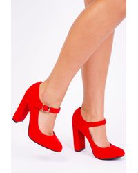Where's That From - Michelle Block High Heel Pump With Front Buckle Strap - Lyst