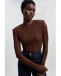 Karen Millen - Lace Long Sleeve Bodysuit - Lyst