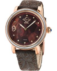 Gv2 - Ravenna Swiss Quartz Mother Of Pearl Dial Suede Embossed Watch Leather - Lyst