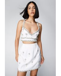 Nasty Gal - Premium Embellished Tailored Mini Skirt - Lyst