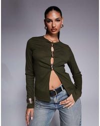 ASOS - Rib Long Sleeve Top With Button Detail - Lyst