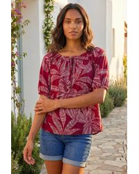 Roman - Floral Puff Print Bardot Top - Lyst