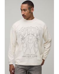 BoohooMAN - Oversized Graphic Exposed Seams Washed Printed Long Sleeve T-Shirt - Lyst