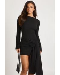Boohoo - Texture Wrap Tie Front Mini Dress - Lyst