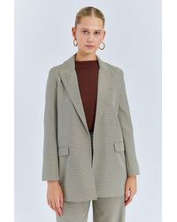 MixRay - Long Plaid Crepe Blazer - Lyst