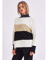 Gini London - Stripe Knit Slash Neck Oversized Jumper - Lyst
