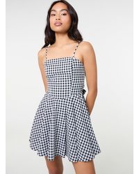 Pink Vanilla - Bow Back Gingham Mini Dress - Lyst