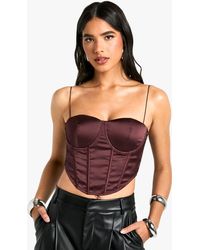 Boohoo - Strappy Satin Corset - Lyst