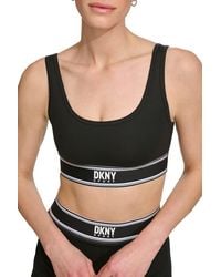 DKNY - Soho Logo Elastic Square Neck Bralette - Lyst