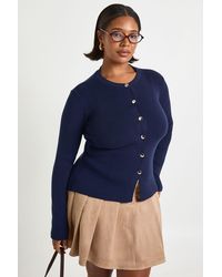 Boohoo - Plus Button Crew Neck Peplum Cardigan - Lyst