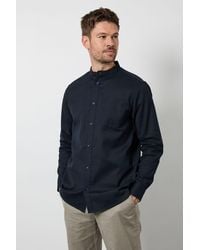 MAINE - Grandad Long Sleeve Linen Blend Shirt Cotton - Lyst