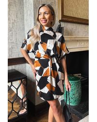 AX Paris - Multi Geometric Print High Neck Mini Dress - Lyst