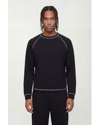 BoohooMAN - Oversized Boxy Contrast Stitch Raglan Long-Sleeve T-Shirt - Lyst