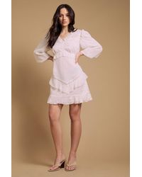 Oasis - Chiffon Mix Mini Dress With Tie Back - Lyst