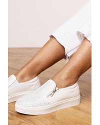 Where's That From - 'Galia' Zip Detail Trainer With Diamante Toe Faux Leather - Lyst