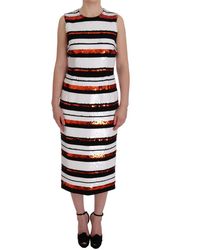 Dolce & Gabbana - Multicolored Striped Sequined Stretch Dress - Lyst