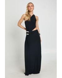 Boohoo - Petite Asymmetric Cut Out Trim Detail Maxi Dress - Lyst