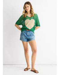 Gini London - Fish Net Heart Pattern Crochet Top - Lyst