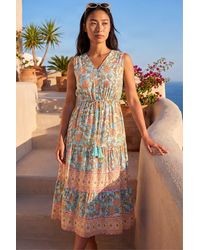 Roman - Petite Paisley Print Tassel Midi Dress - Lyst
