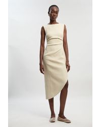 Karen Millen - Boucle Tailored Ruched Detail Midi Dress - Lyst