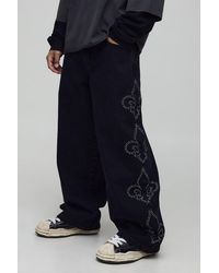 BoohooMAN - Baggy Fit Jewel Embellished Jeans - Lyst