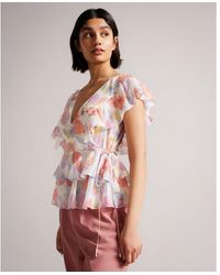 Ted Baker - Rowyn Frill Detail Top With Tie - Lyst