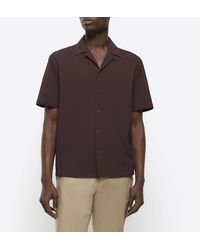 River Island - Regular Fit Seersucker Revere Shirt - Lyst