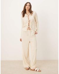 Vila - Textured Wide Leg Jersey Trouser Co-Ord - Lyst