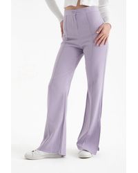 Hiccup - High Waist Slit Straight Leg Trousers - Lyst