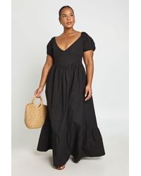Boohoo - Plus Bardot Bagged Out Sleeve Maxi Dress - Lyst