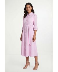 Wallis - Petite Cotton Dobby Ruffle Shirt Dress - Lyst