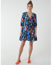 Blue Vanilla - Tie Front 3/4 Sleeve Dress - Lyst