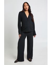 Boohoo - Maternity Soft Rib Slouchy Cardigan & Wide Leg Trouser - Lyst