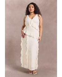 Boohoo - Plus Asymmetric Waist Ruffle Maxi Dress - Lyst