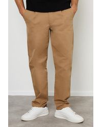 Threadbare - Cotton Straight Leg Pleated Chino Trousers With Stretch - Lyst