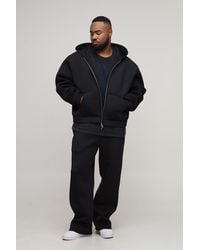 BoohooMAN - Plus Oversized Boxy Bonded Scuba Zip Through Hooded Tracksuit - Lyst