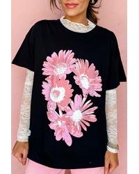 Azura Exchange - Floral Print Relaxed Fit Tee - Lyst