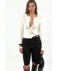 Busem - Cropped Ribbed Button Cardigan - Lyst